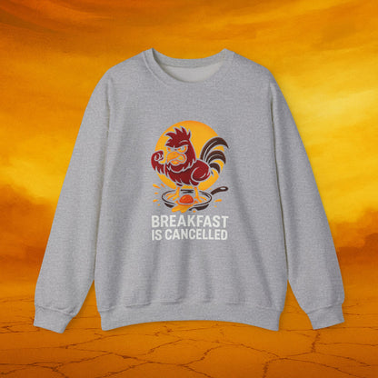 Breakfast Is Canceled Rooster Sweatshirt, Cozy Unisex Sweatshirt, Funny Gift, Chicken Lover Apparel, Casual Wear, Humor Clothing