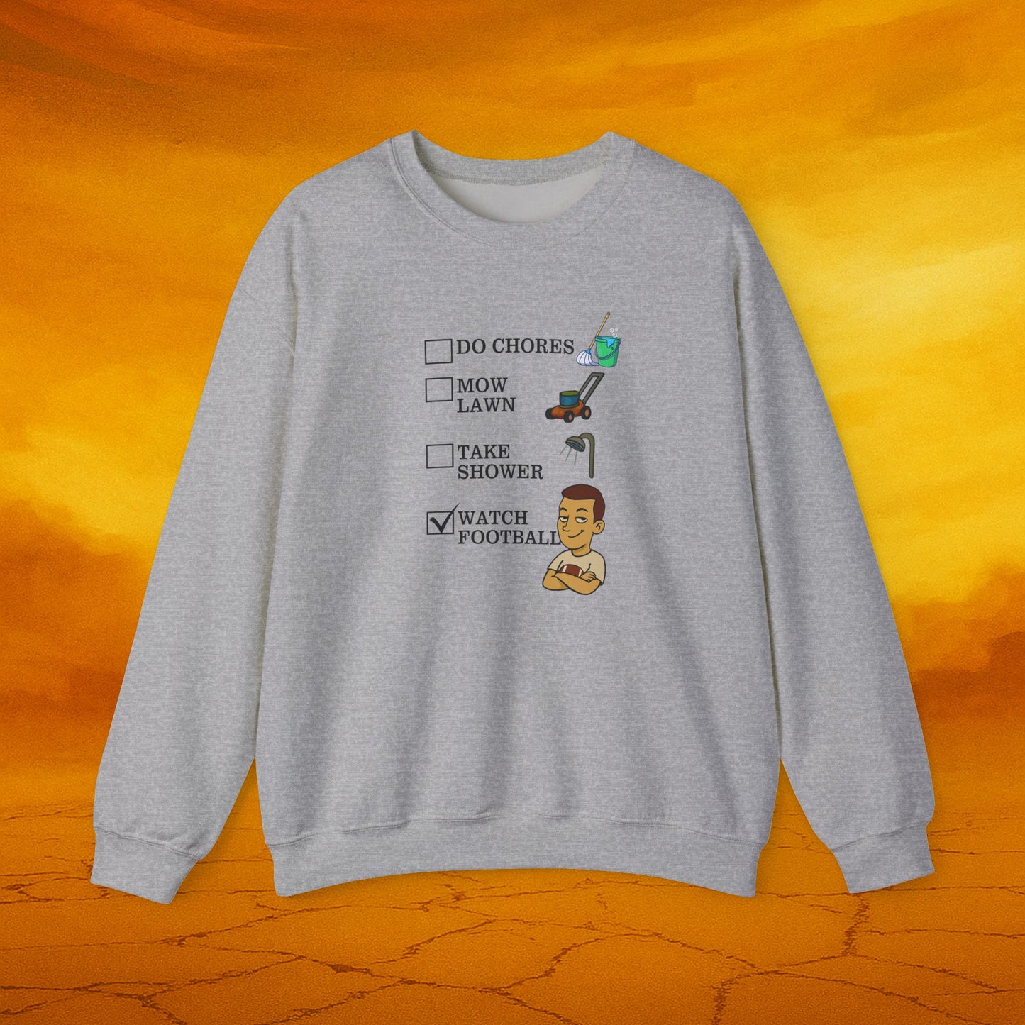 Football Fan Crewneck Sweatshirt, Funny Gift for Him, Unisex Casual Wear, Cozy Relaxation Top, Great for Game Days