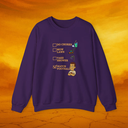 Football Fan Crewneck Sweatshirt, Funny Gift for Him, Unisex Casual Wear, Cozy Relaxation Top, Great for Game Days