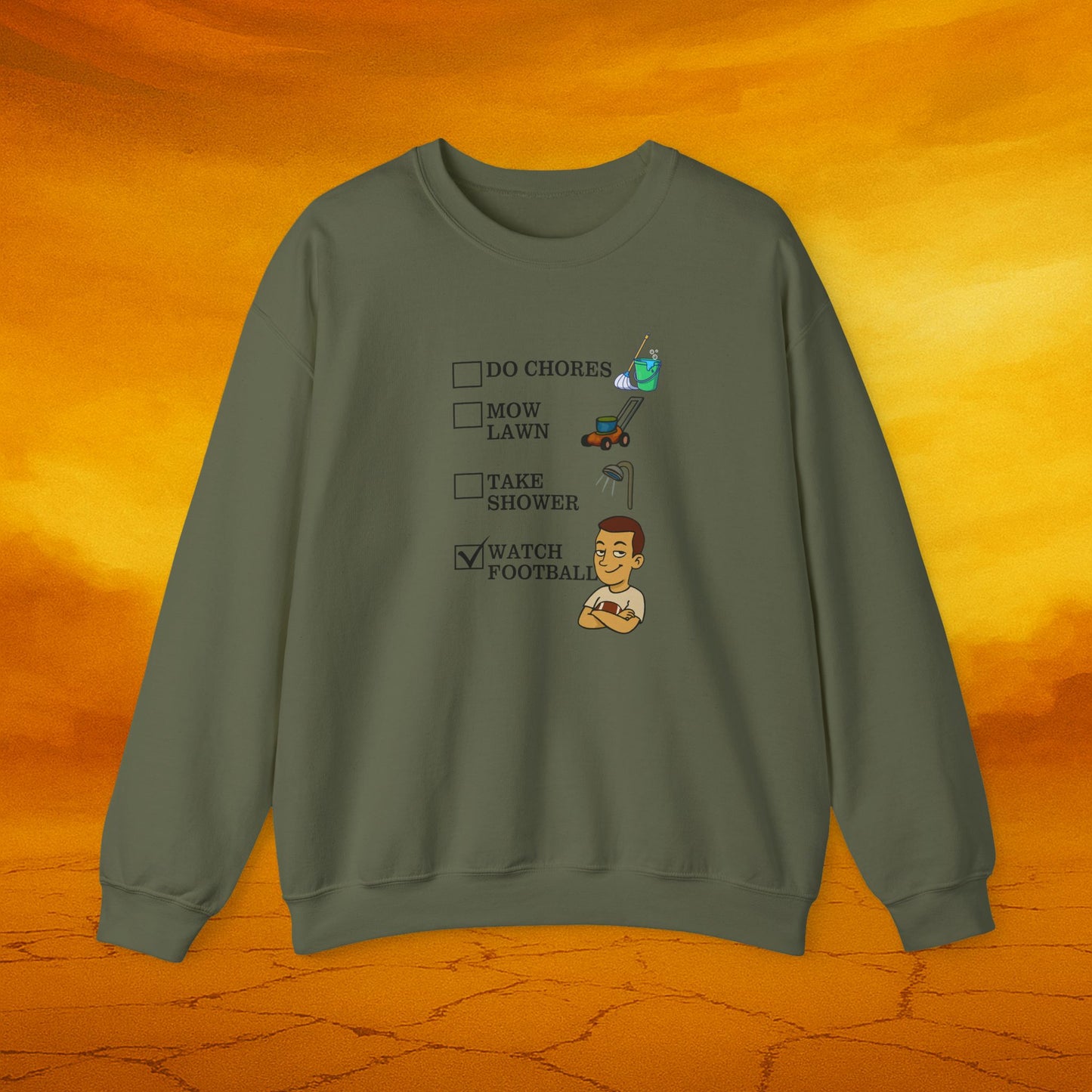 Football Fan Crewneck Sweatshirt, Funny Gift for Him, Unisex Casual Wear, Cozy Relaxation Top, Great for Game Days